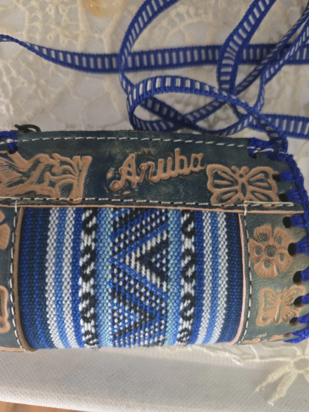 4/$15 Coastal Cowgirl Boho Bag Blue Woven Crossbody Bag Small 5
